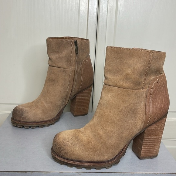 Sam Edelman Franklin Ankle Boot 4" Chunky Heel Rugged Brown Leather Women's 8M - Picture 3 of 11